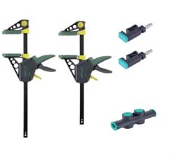 Wolfcraft Sada pro pevné upnutí - 2x svěrka EHZ PRO + spojka + 2x hranová svěrka